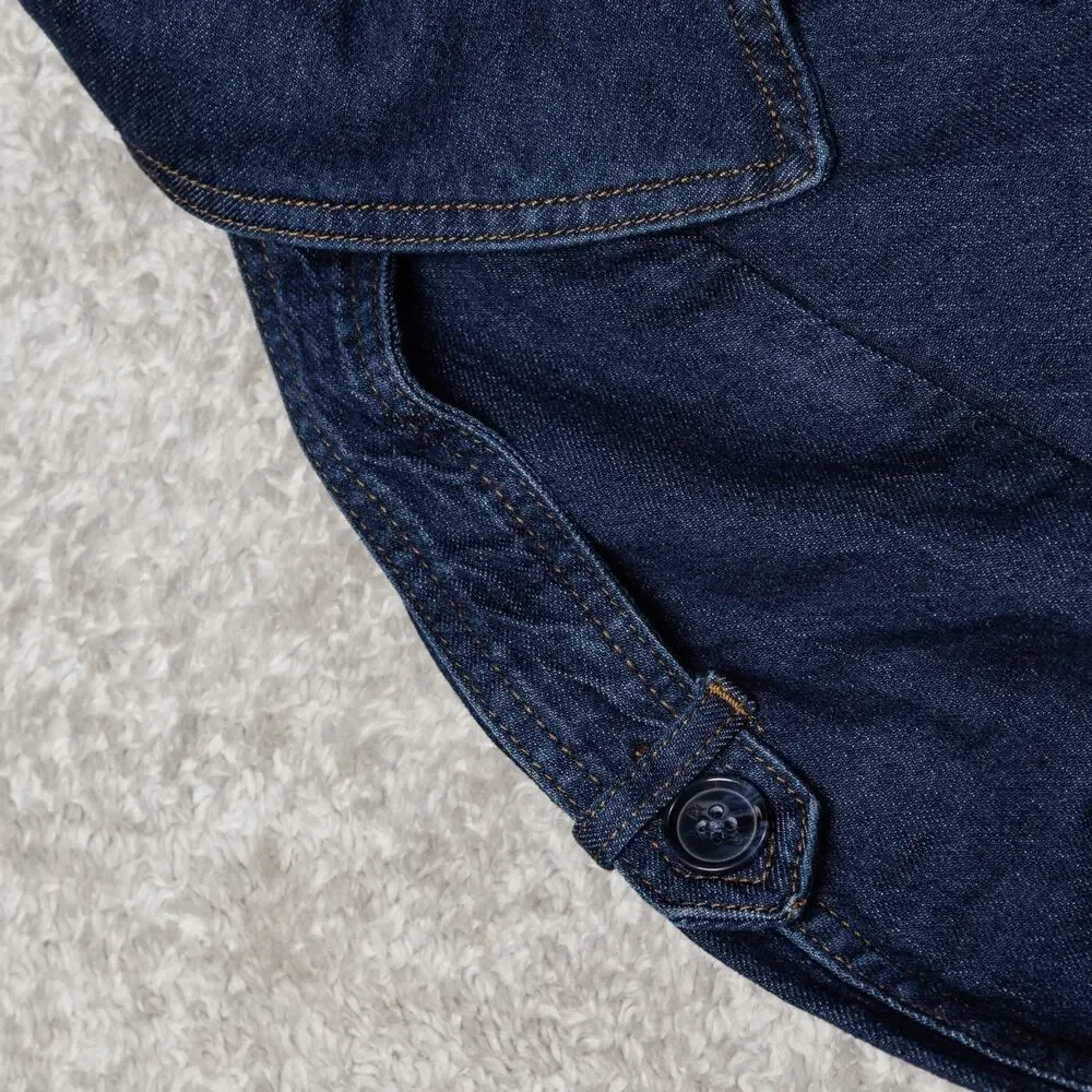 Banana Republic Dark Blue Wash Denim Short Trench Jacket Womens M NWT - Picture 8 of 14